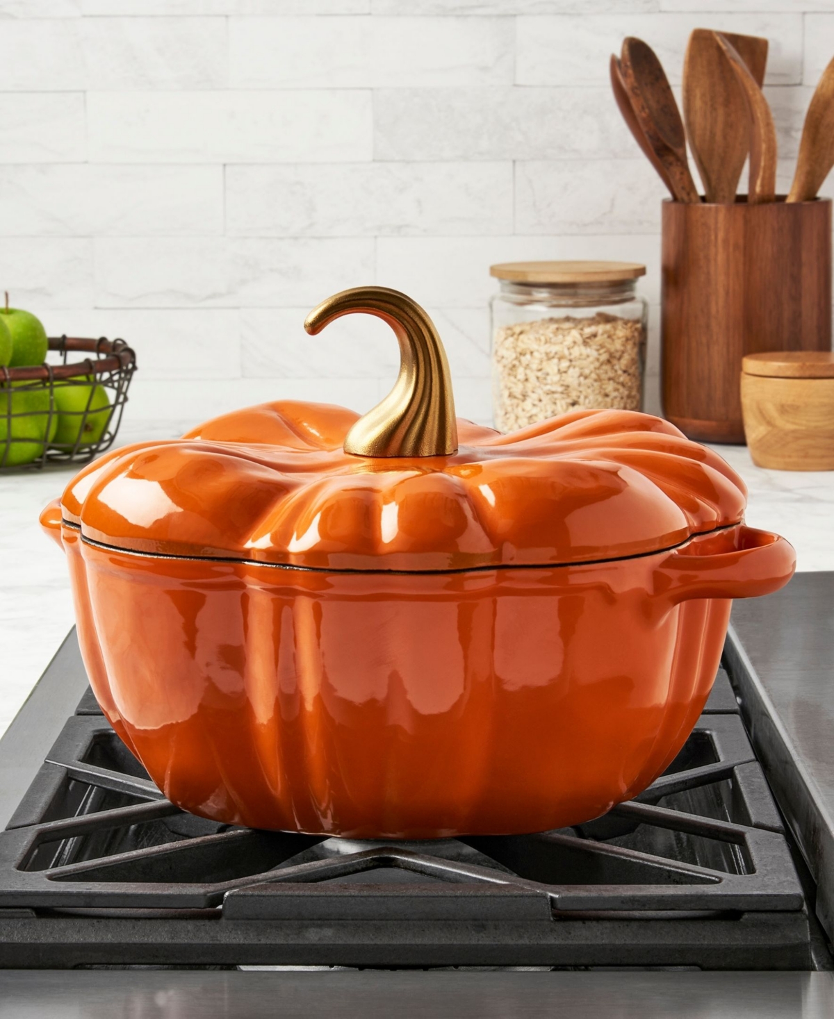 Smith And Clark Iron Works Enameled Cast Iron 4-qt Pumpkin Dutch Oven In Orange
