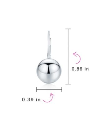 Classic Simple Basic Lever Back Round Bead Ball Drop Earrings .925 Sterling Silver