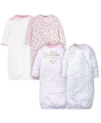 Baby Girls 4-Pack Gowns, Golden Floral, 0-6 Months
