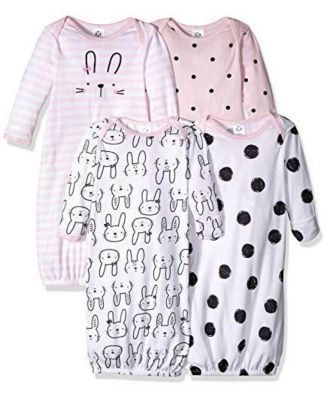 Baby Girls 4-Pack Gowns, Golden Floral, 0-6 Months