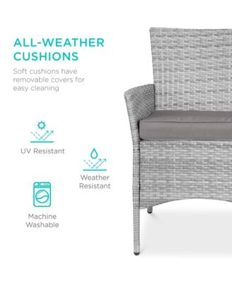 5-Piece Indoor Outdoor Wicker Patio Dining Table Furniture Set w/ Umbrella Cutout, 4 Chairs