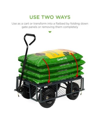 Heavy-Duty Steel Garden Utility Wagon Cart with 400lb Capacity and Removable Sides