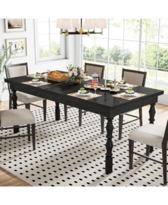 62” Wood Dining Table for 4-6 People, Farmhouse Large Rectangle Kitchen Table, Dinner Table Kitchen & Dining Room Furniture