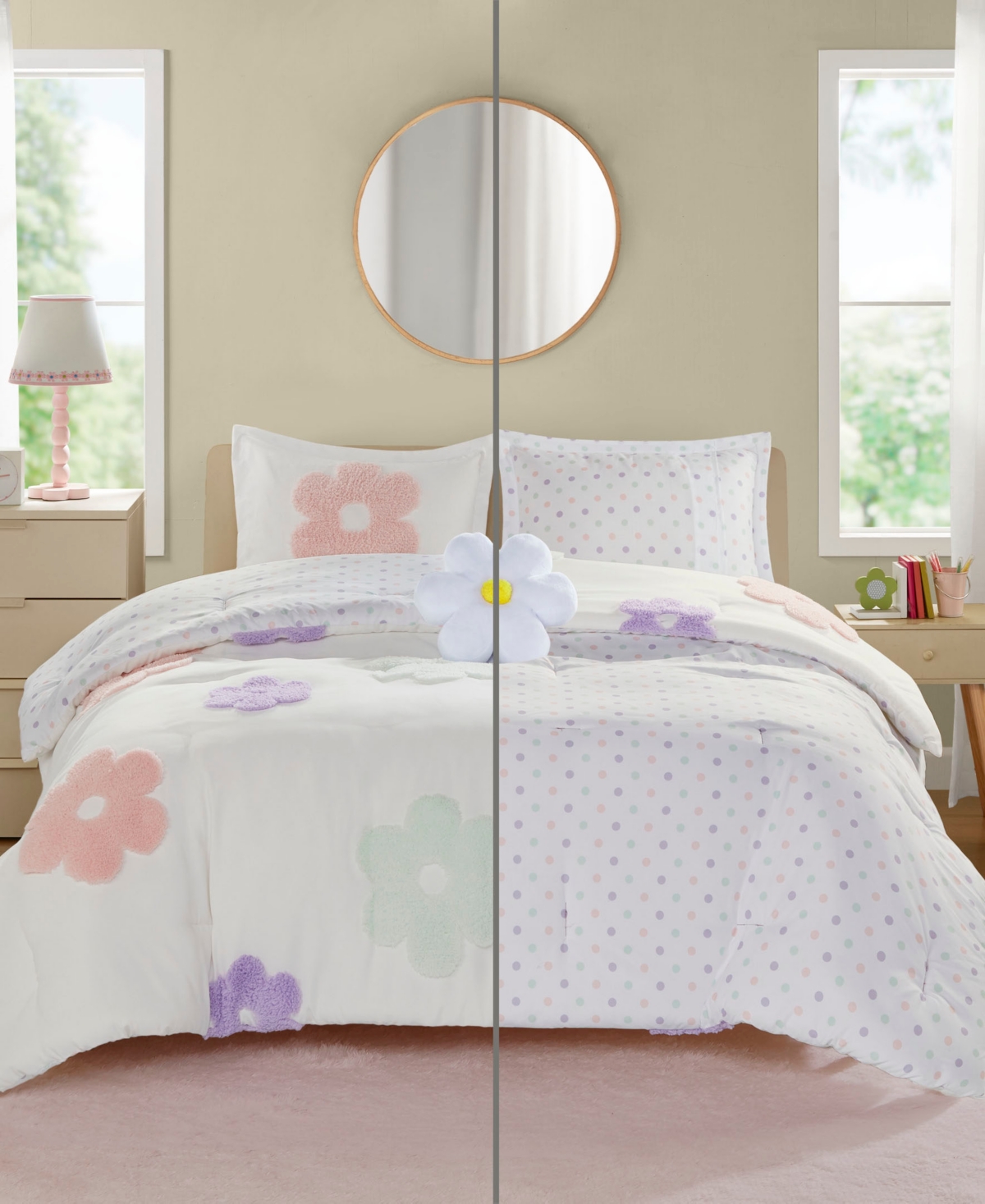 Urban Habitat Gracie Floral Reversible 3-pc. Comforter Set, Twin In White,purple