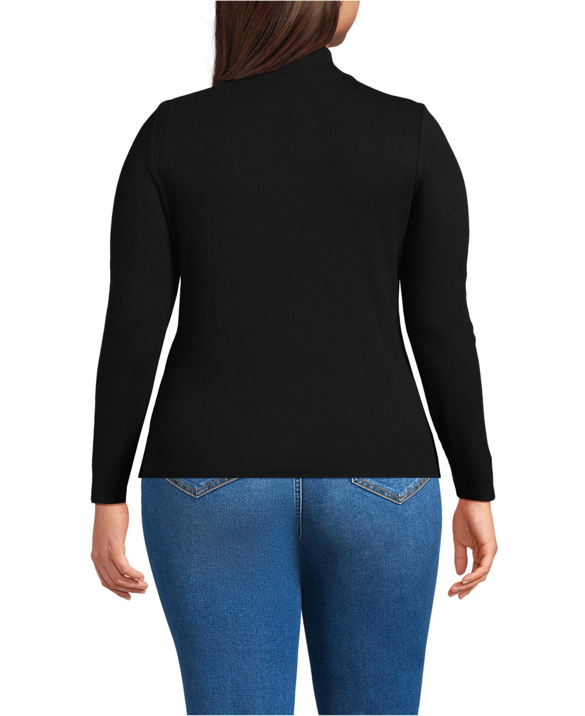 Lands' End Plus Size Drapey Rib Skimming Long Sleeve Mock Neck