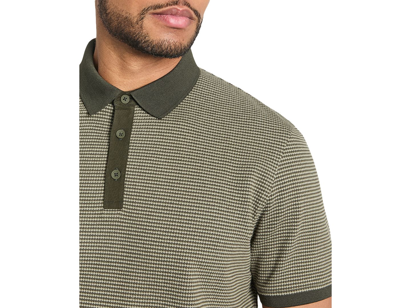 Мужское поло Kenneth Cole Slim-Fit 4-Way Stretch Textured-Knit Polo Shirt, цвет: Зелёный — фото 3