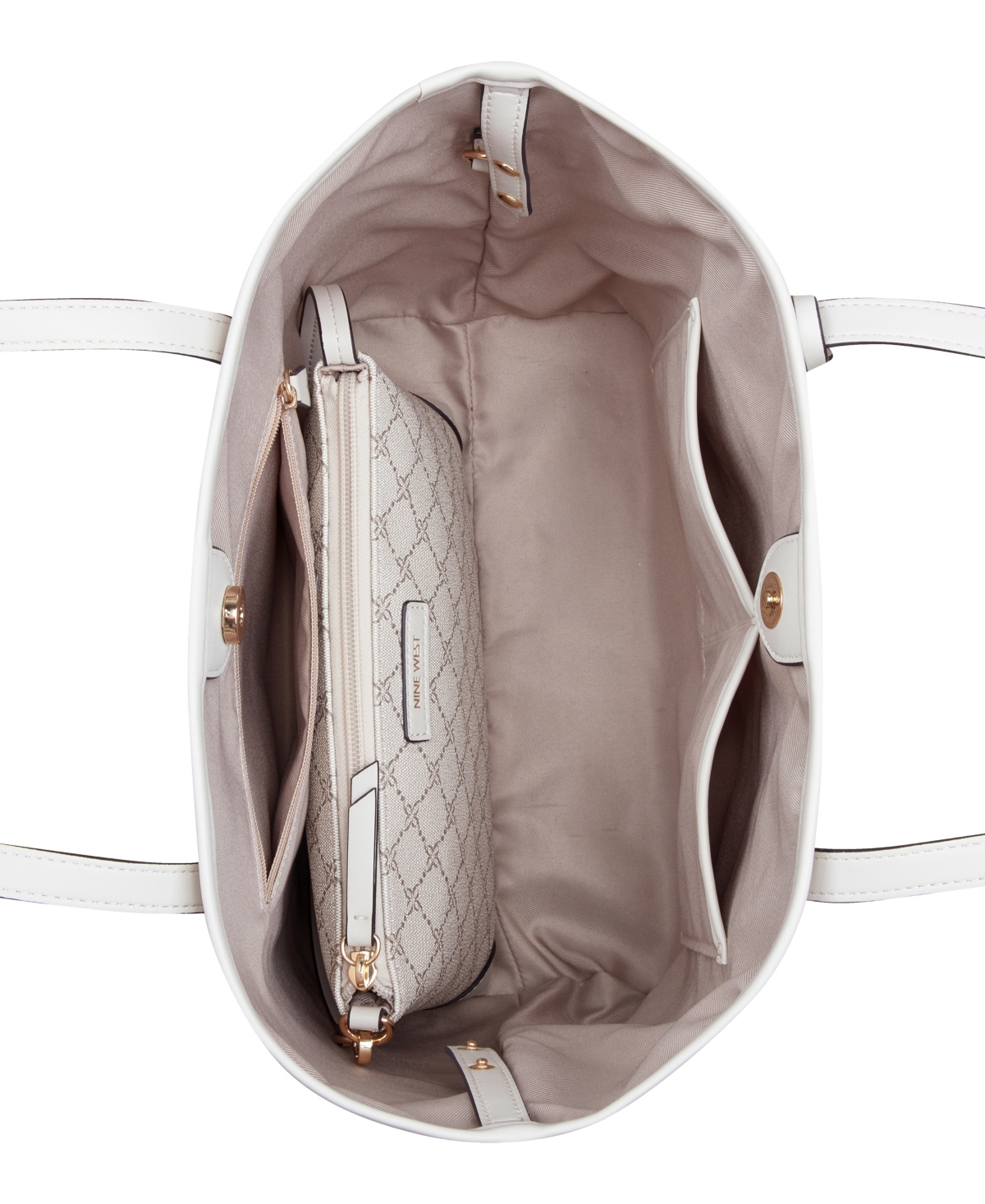 Nine West Teagan 2 In 1 Tote Bag In Mushroom Logo Milk