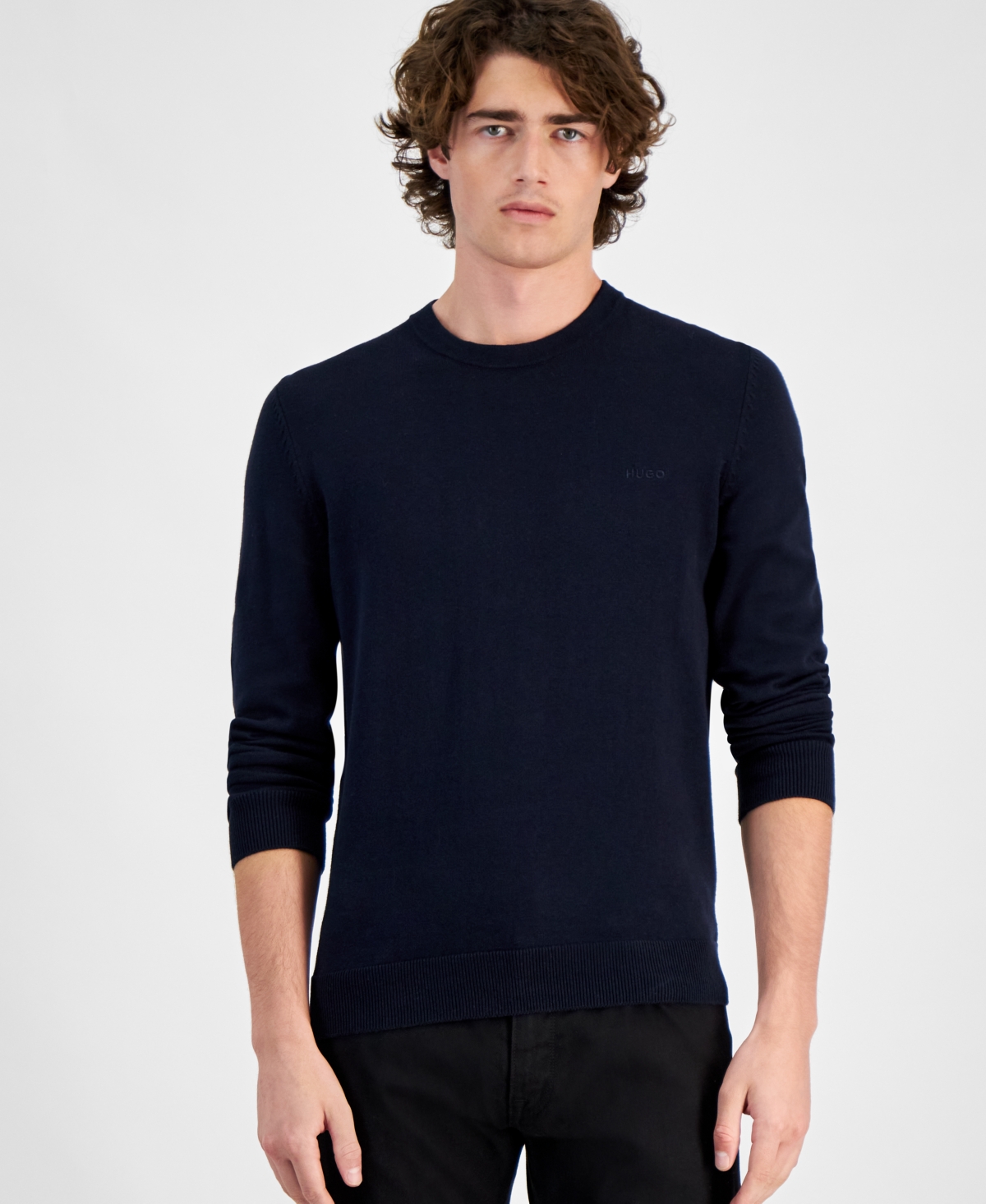 HUGO BOSS HUGO BY HUGO BOSS MEN'S SAN CASSIUS LOGO SWEATER, CREATED FOR MACY'S 
