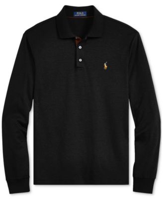 Men's Classic-Fit Long Sleeve Soft Cotton Polo Shirt