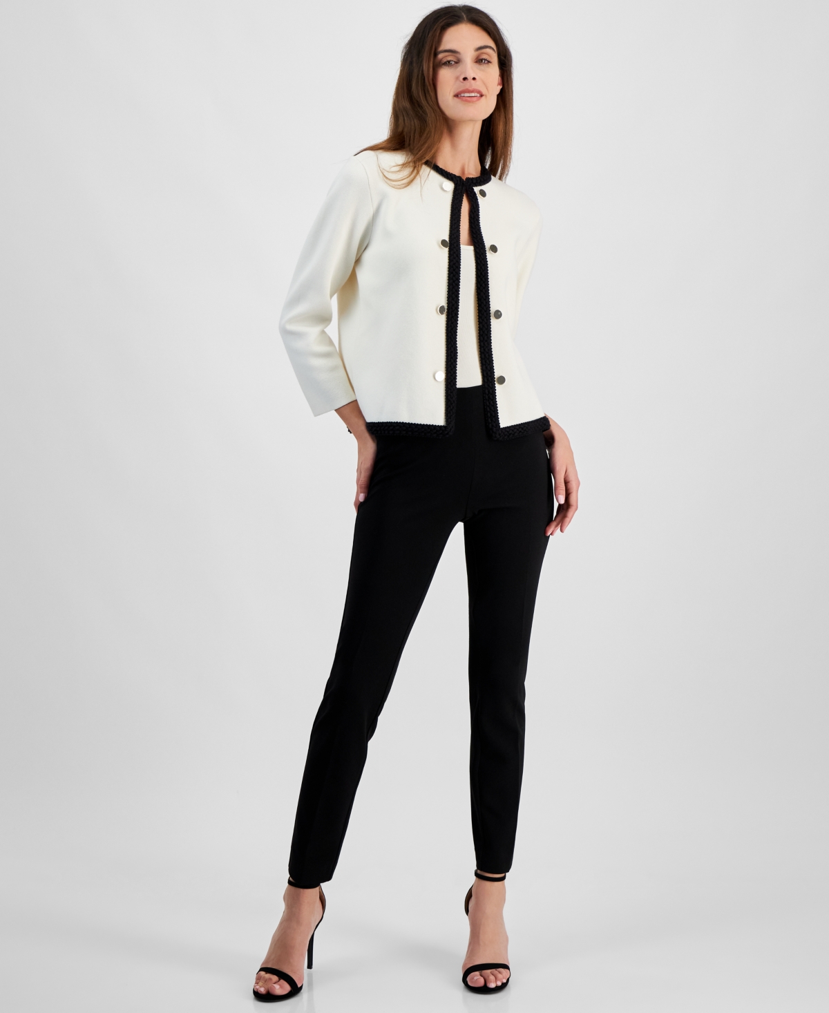Anne Klein Women's Open-Front Cardigan - Anne Black