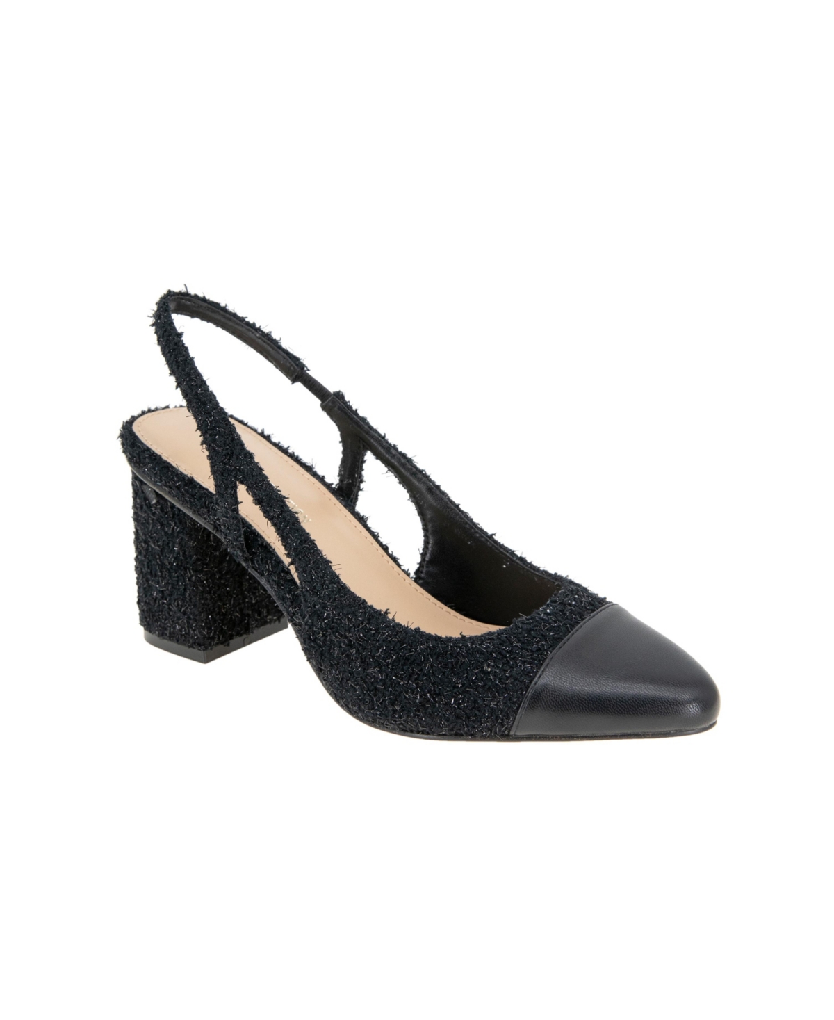 BCBGeneration Women's Darrin Cap Toe Slingback Heeled Pumps -Black Boucle