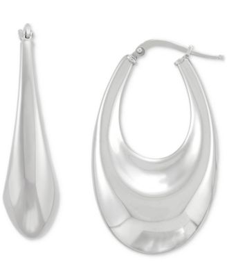 Macy's - Polished Oval Medium Hoop Earrings in Sterling Silver, 1.57"