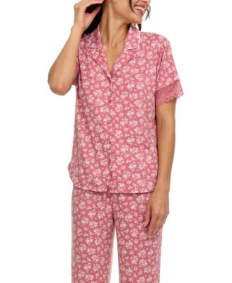 Women's Janelle Notch Top and Capri Pajama Set