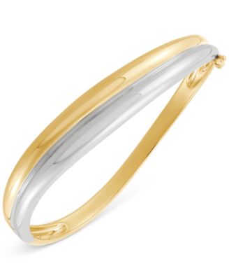 Macy's - Polished Two-Tone Wavy Double Bangle Bracelet in Sterling Silver & 18k Gold-Plate