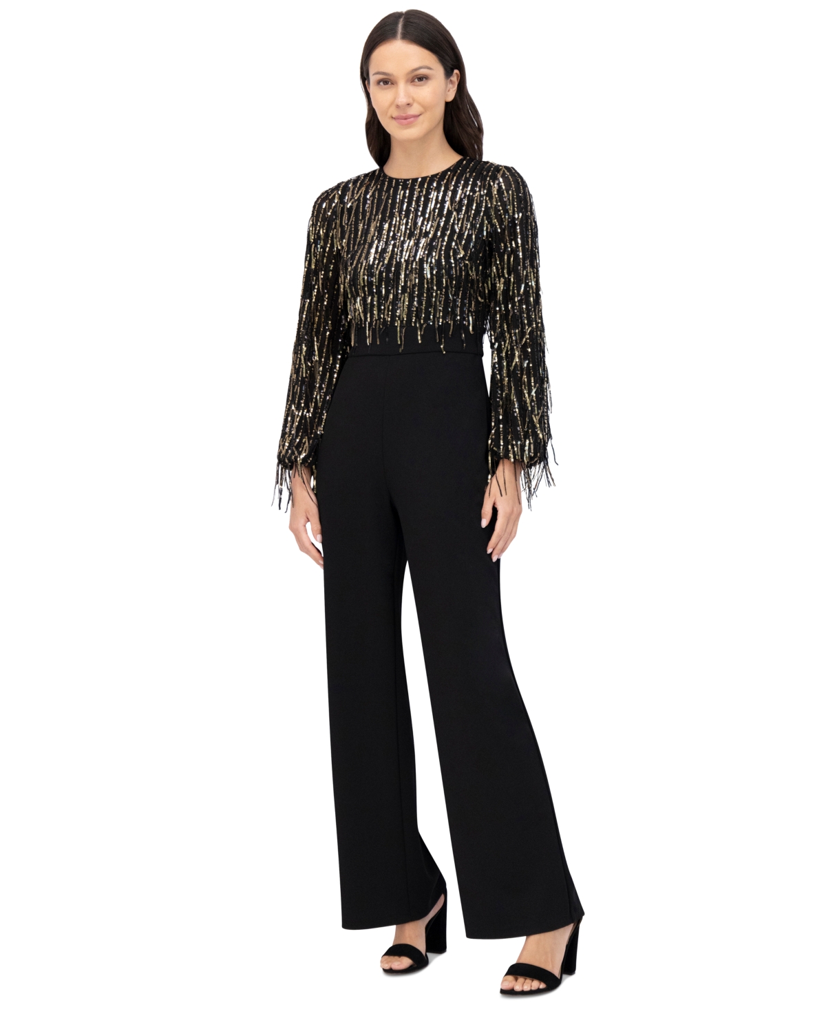 Eliza J Women's Sequinned-Fringe-Bodice Jumpsuit