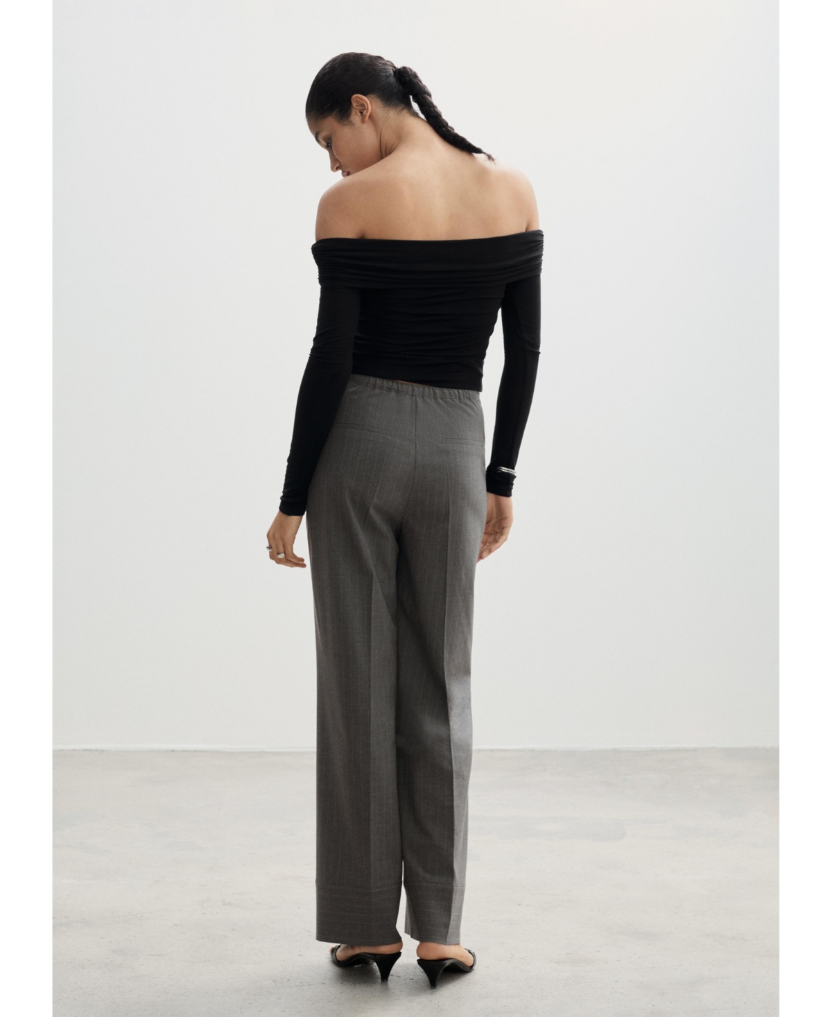 Mango Women's Chalk-Stripe Straight Trousers