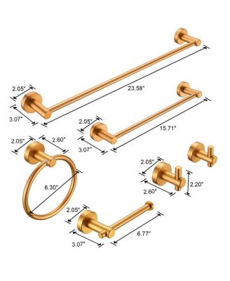 Bathroom Hardware Set, Thicken Space Aluminum 6 PCS Towel bar Set