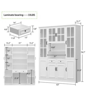 Storage Organizer with Tempered Glass Doors, 2-Drawers, Adjustable Shelves
