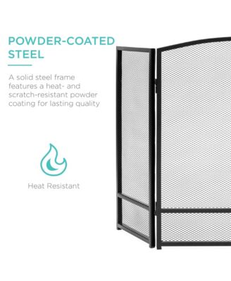 3-Panel Steel Mesh Fireplace Screen, Spark Guard