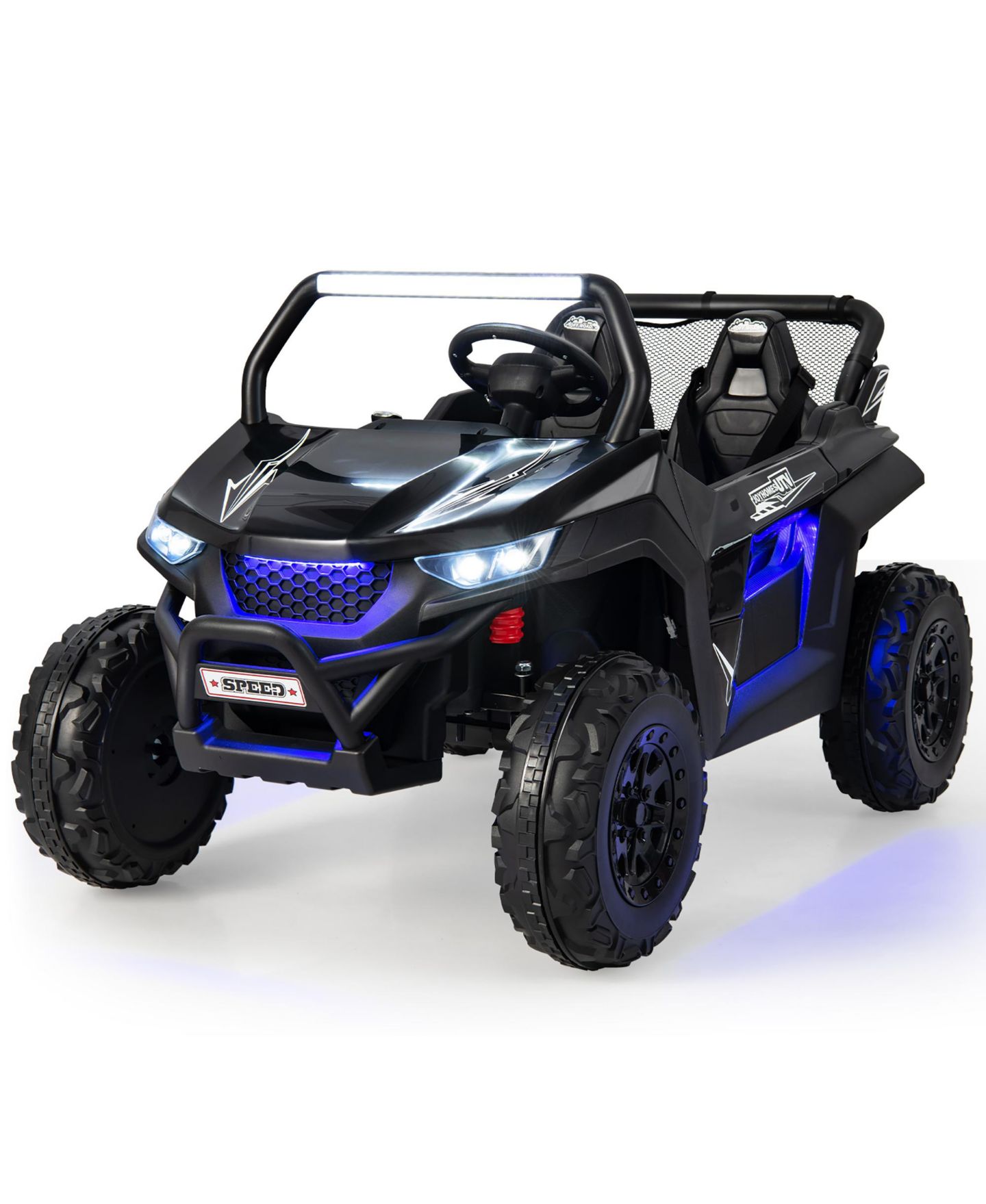 Детская игрушка Costway 12V 2-Seater Ride On UTV with Remote Control and LED Lights, 3–8 лет, цвет: Чёрный — фото 1