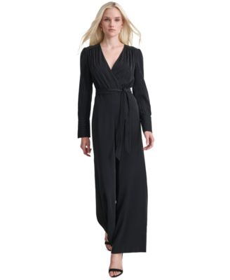 DKNY - Women's Rhinestone-Striped Split-Leg Jumpsuit