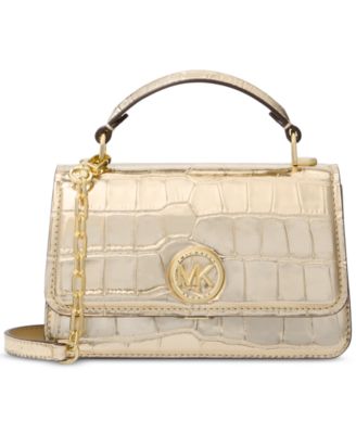 Michael Kors - Delancey Mini Metallic Leather East West Top Handle Chain Crossbody