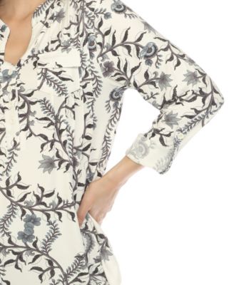 Women's Paisley Button Front Tunic Top