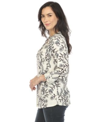 Women's Paisley Button Front Tunic Top