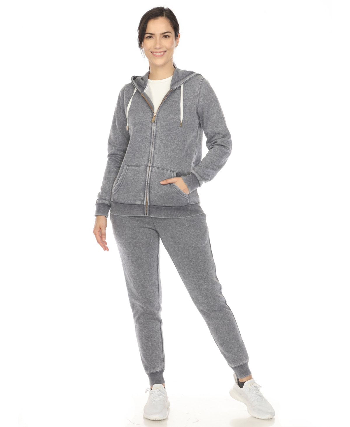 White Mark Women's Burnout Jogger Set In Grey