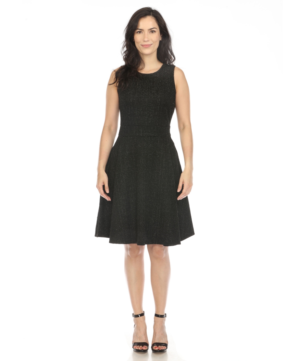 White Mark Plus Womens Pleated Textured Mini Dress In Black