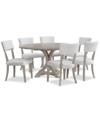 Sadie 7-Pc. Round Dining Set (Table & 6 Upholstered Side Chairs), Created for Macy's