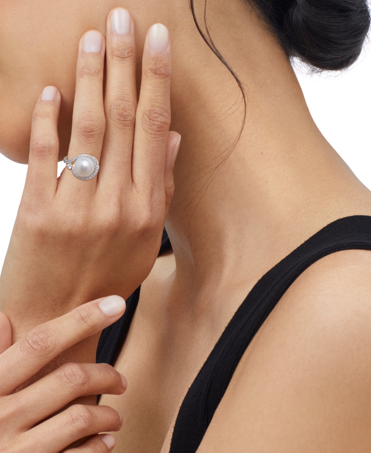 Grown With Love Cultured Ming Pearl (10mm) & Lab Grown Diamond (3/8 Ct. T.w.) Ring In 14k Gold In Gold