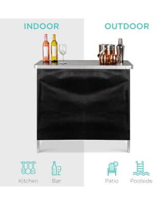 Portable Pop-Up Bar Table for Indoor/Outdoor, Party, Picnic w/ Carrying Case, Removable Skirt