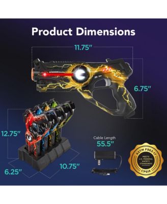 Set of 4 Rechargeable Laser Tag Blasters, No Vests Needed w/ Docking Station, 4 Settings