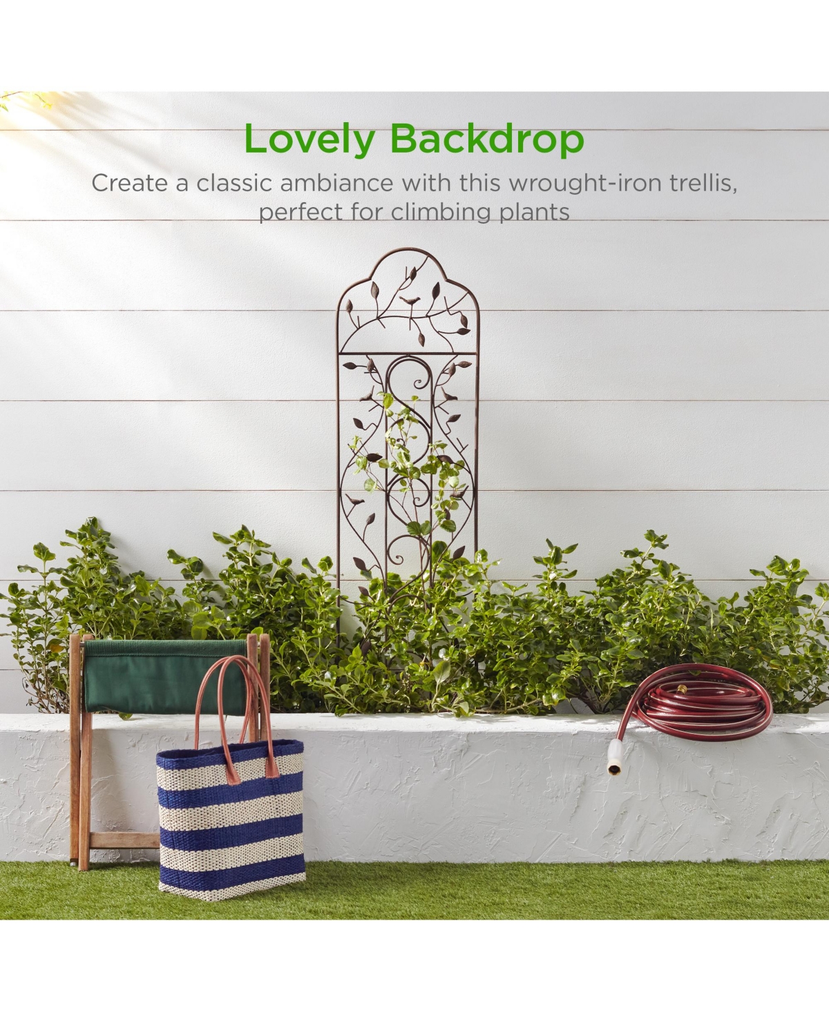 Best Choice Products 60x15in Iron Arched Garden Trellis Fence Panel w/ Branches, Birds for Climbing Plants -- Bronze
