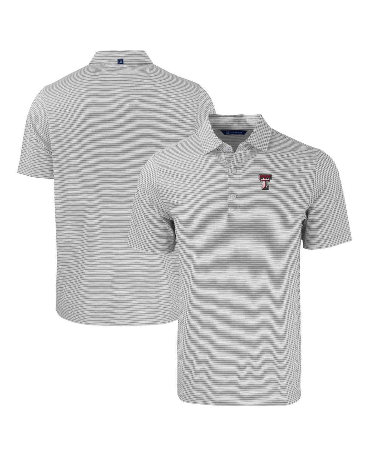 Cutter & Buck Men's Texas Tech Red Raiders Forge Eco Double Stripe Stretch Polo In Gray,white