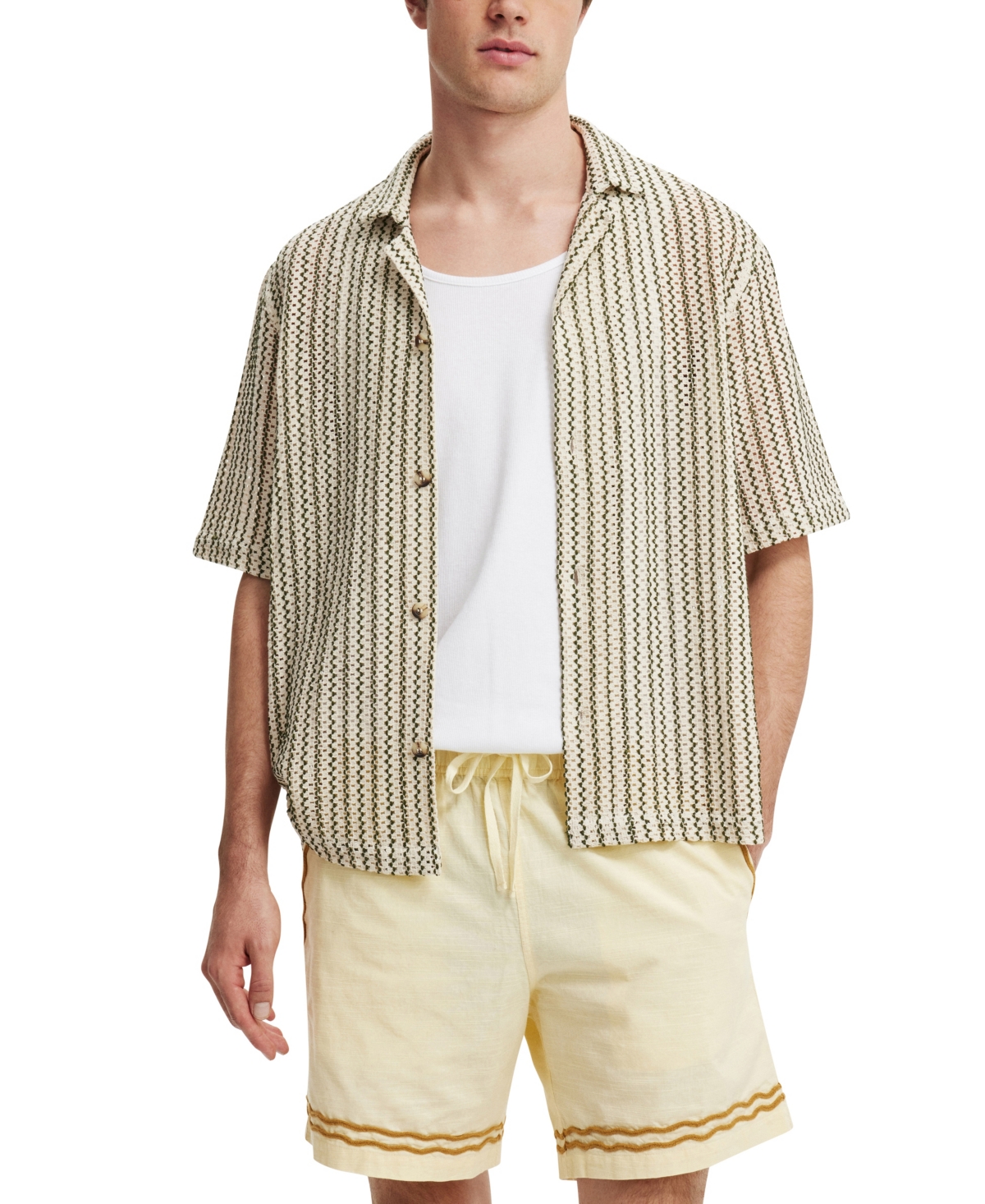 Shop Cotton On Men's Elevated Easy Short In Lemon Border