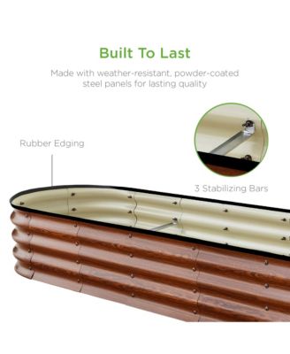 8x2x1ft Outdoor Metal Raised Oval Garden Bed, Planter Box for Vegetables, Flowers