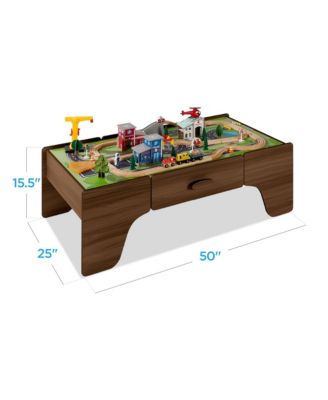 Kids 70-Piece Train Table, Large Multipurpose Wooden Playset w/ Reversible Table Top