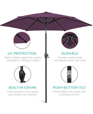 7.5ft Heavy-Duty Outdoor Market Patio Umbrella w/ Push Button Tilt, Easy Crank
