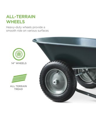 Dual-Wheel Home Wheelbarrow Yard Garden Cart for Lawn, Construction