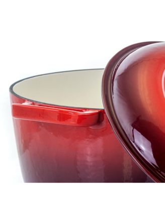 5 Quarts Round Enameled Cast Iron Casserole with Lid in Red