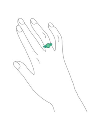 5 Stone Oval Green Synthetic Opal Half Eternity Band Ring .925 Sterling Silver Thin 1MM Band