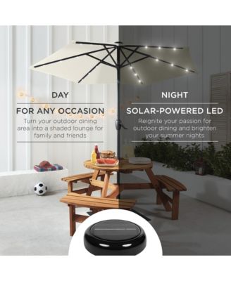 7.5ft Outdoor Solar Patio Umbrella for Deck, Pool w/ Tilt, Crank, LED Lights