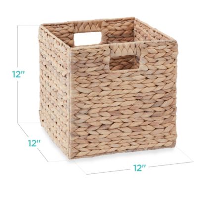 12x12in Hyacinth Baskets, Set of 5 Multipurpose Collapsible Organizers w/ Inserts