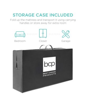 4in Thick Folding Portable Onyx Black Mattress Topper w/ Carry Case, Washable Cover