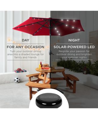 7.5ft Outdoor Solar Patio Umbrella for Deck, Pool w/ Tilt, Crank, LED Lights