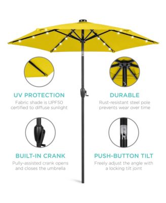 7.5ft Outdoor Solar Patio Umbrella for Deck, Pool w/ Tilt, Crank, LED Lights
