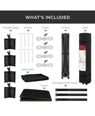 10x10Ft Easy Setup Pop-Up Canopy Tent with Side Wall, 1-Button Push, and Carrying Case