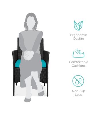 3-Piece Outdoor Wicker Patio Bistro Set with 2 Chairs and Table